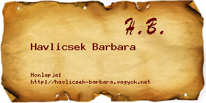 Havlicsek Barbara névjegykártya